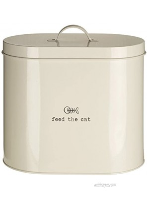 Reaowazo Premier Housewares Adore Pets Feed The Cat Food Storage Bin with Spoon 6.5 L Cream
