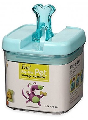 Small 5H Flip-Tite Bone Square Pet Food Storage Canister in Clear Blue