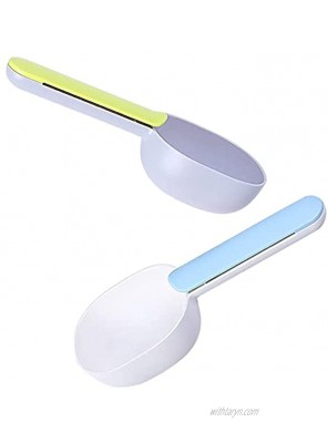 YoneKiera 2PCS Multi-Functional Sturdy Measuring Food Scoop for Dogs Cats Birds 1 Cup Measuring Cup Comfortable Long Handle with Sealing Clip Easy to Scoop Out Food