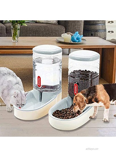 2 in 1 Pets Feeder Automatic Cat Feeder and Water Dispenser for Small Medium Big Dogs Cats Big Capacity 3.8L Light Gray