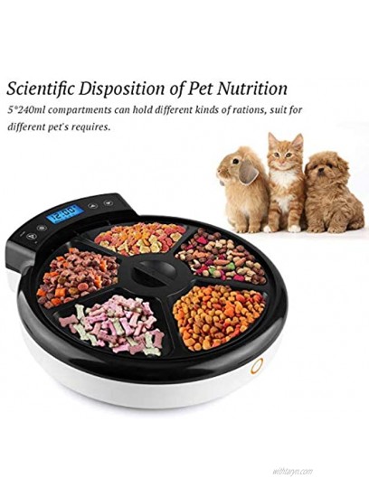 5-meals Automatic Cat Feeder Auto Pet Feeder with Digital Timer Dry Wet Food Dispenser Voice Recorder & Speaker for Cat and Small Dog by CanineStar