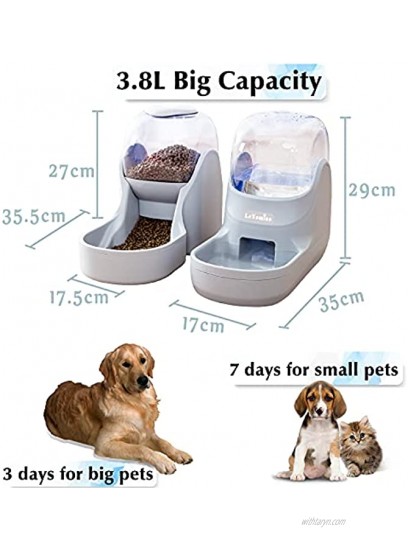 Automatic Pet Feeder and Waterer Cat Dog Gravity Food Bowl Set 3.8 L with 1 Water Dispenser and 1 Food Feeder for Small Medium & Big Pets
