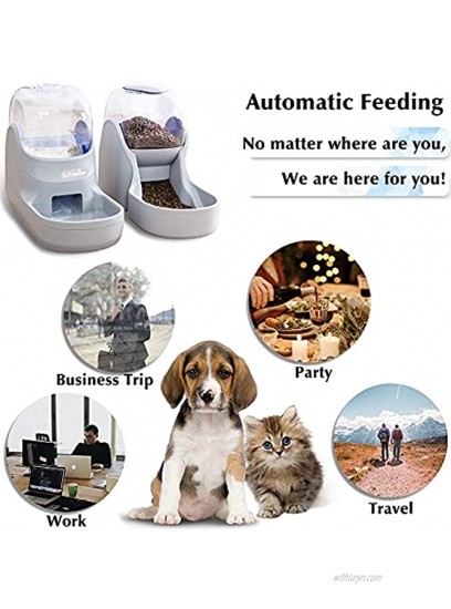 Automatic Pet Feeder and Waterer Cat Dog Gravity Food Bowl Set 3.8 L with 1 Water Dispenser and 1 Food Feeder for Small Medium & Big Pets