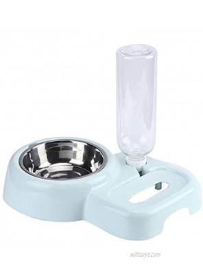 Automatic Pet Feeder Plastic Auto Pet Food Water Bowl Neck Guard Heightening Bowl Separate Design Stainless Steel Bowl Feeding Automatic Feeder Drinking Fountain for Small Dogs Cats and etcGreen