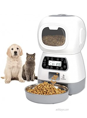 FIOVIEL Automatic Cat Feeder 3.5L Pet Food Dispenser for Cats and Dogs Timed Cat Feeder with Twist Lock Lid Visible Window and Memory Function Programmable 1-4 Meals per Day & 10s Voice Recorder
