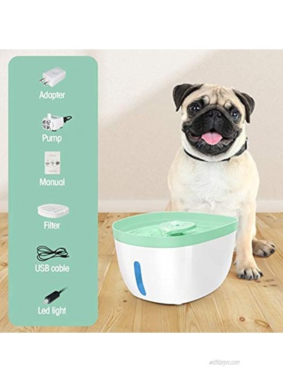 iPetDog Cat Water Fountain 74oz 2.2L Automatic Pet Water Fountain Dog Water Dispenser with Auto Shut-Off Pump LED Indicator Light Water Level Window Ultra-Quiet 3-Layer Filtration