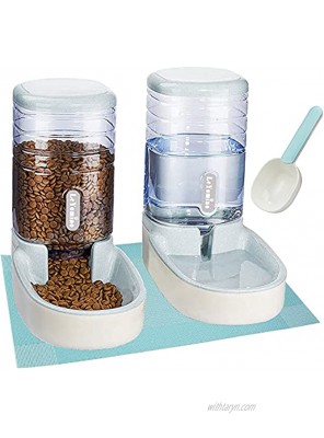 LeYoMiao Pets Feeder Cats Dogs Automatic Feeder Set 3.8 L with 1 Water Dispenser and 1 Food Feeder for Small Medium & Big Pets