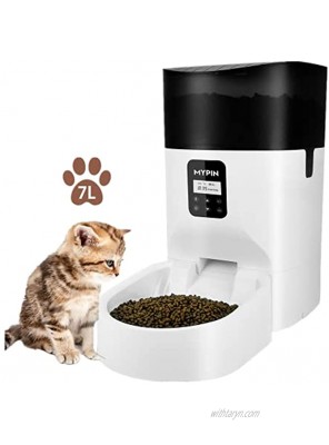 MYPIN 7L Automatic Feeder for Cats Dogs Small Pets Food Dispenser Timer Programmable and Portion Control up to 4 Meals Day Voice Recorder Low Food Alarm and Infrared Detection