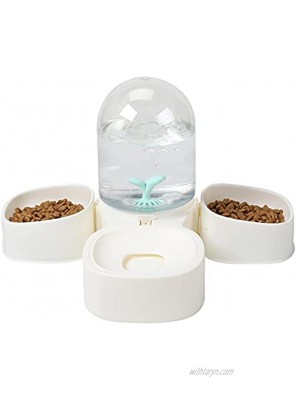 PetEiZi 2 in 1 Double Pet Cat Food Feeder Bowls 2.0L Large Automatic Unplugged Dog Water Dispenser Detachable No-Spill for Cats and Small Puppy Dogs