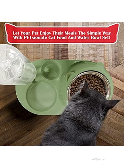 PETsionate Cat Food and Water Bowl Set Cat Feeder and Water Dispenser Tilted Gravity Cat Bowls for Food and Water Automatic Dog and Cat Feeding & Watering Supplies – Elevated Cat Dish 20oz