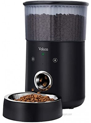 Veken Automatic Cat Feeder 135oz 4L 2.4GHz Wi-Fi Enabled Dog Feeder Auto Pet Food Dispenser with APP Control Up to 8 Meals Per Day Dual Power Supply & Voice Recorder for Small to Medium Pets