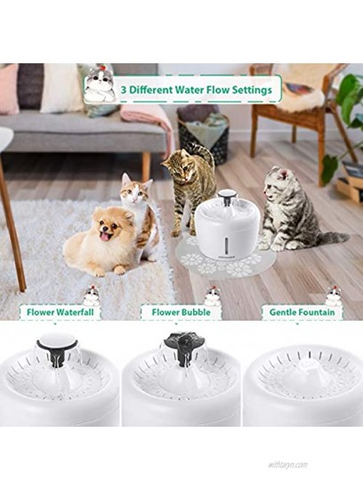 URPOWER Cat Water Fountain 84oz 2.5L Upgraded Automatic Pet Water Dispenser with Replacement Filters and Silicone Mat Dog Water Fountain with Water Level Window Cat Bowl for Cats Dogs Pets
