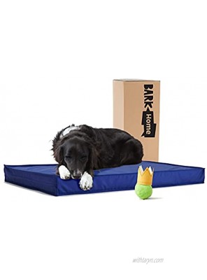 BarkBox Outdoor All Weather Dog Cat Bed Waterproof Removable Cover Cooling Foam Layer & Memory Foam for Orthopedic Joint Relief, All Season Camping Crate Pet Mattress for Small Medium Large Pets