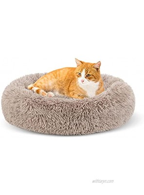 Calming Dog Bed Soft Plush Anti Anxiety Pet Bed for Small Medium Dogs & Cats Comfy Fluffy Faux Fur Round Donut Cuddler Washable Cushion 20 23 30