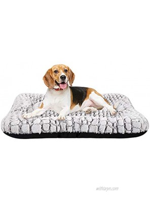 Coohom Deluxe Plush Dog Bed Pet Cushion Crate Mat,Washable Pet Bed for Medium Large Dogs and Dogs CratesMedium,White