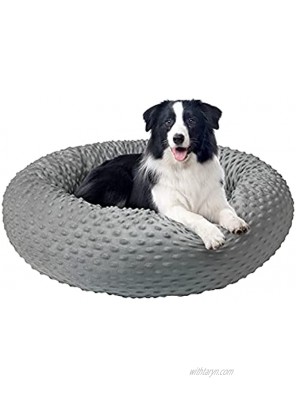 Dog Bed for Medium and Large Dogs Calming Anti-Anxiety Dog Beds with Dot Plush Personalized Pet Bed with Washable27-Inch Dark Grey by JATEN