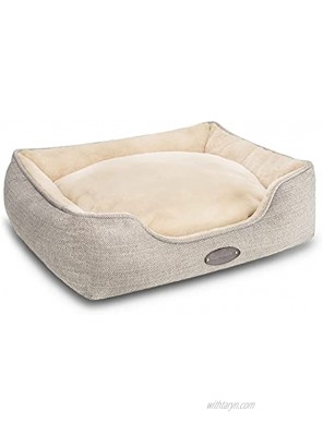 Dog Bed,Dog Beds for Medium Dogs,Cat Bed,Calming Dog Bed,Anxiety Comfy Durable Pet Beds with Reversible&Washable Cushion,Square Dog Bed in Beige Color. DEBANG HOME