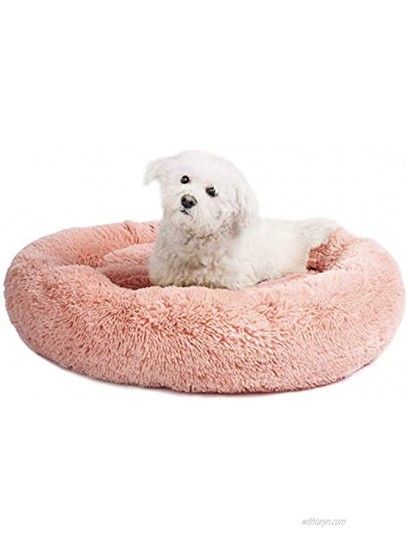 El de la S Donut Dog and cat Bed Dog Calming Cuddler Bed Comfortable Round Plush Dog Beds for Large Medium Small Dogs and Cats Pet Bed Self-Warming Soft Cushion Machine WashableS 40cm 16