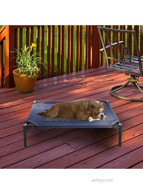Elevated Dog Bed – 30x24 Portable Bed for Pets with Non-Slip Feet – Indoor Outdoor Dog Cot or Puppy Bed for Pets up to 50lbs by Petmaker Blue