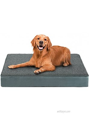 FAREYY Large Dog Bed for Small Medium Large Dogs Up to 55 85 115lbs 4 inch Orthopedic Egg-Crate Foam with Removable Washable Cover Fleece Top with Waterproof Non Slip Bottom Pet Mat Dog Crate Bed