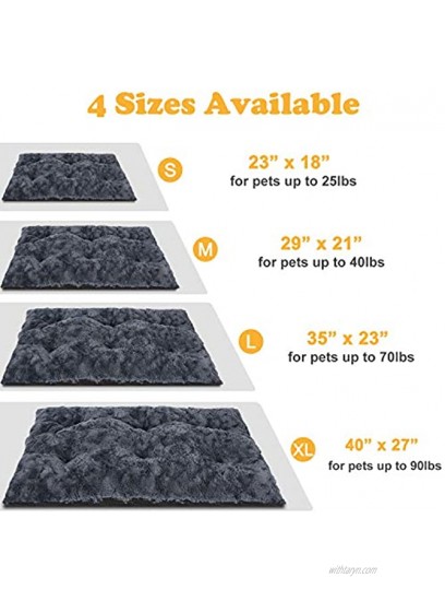 FURTIME Dog Bed Crate Pad Ultra Soft Washable Kennel Bed 24 30 36 42 Inch Anti-Slip Crate Sleeping Mat for Large Medium Small Dogs and Cats