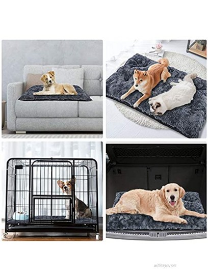 FURTIME Dog Bed Crate Pad Ultra Soft Washable Kennel Bed 24 30 36 42 Inch Anti-Slip Crate Sleeping Mat for Large Medium Small Dogs and Cats