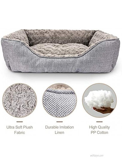 FURTIME Durable Dog Bed for Large Medium Small Dogs Soft Washable Pet Bed Breathable Rectangle Sleeping Bed Anti-Slip Bottom 24 x 21 x 8 Grey