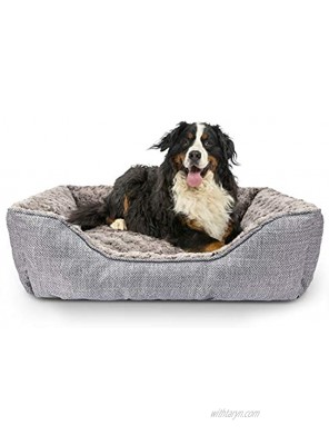 FURTIME Durable Dog Bed for Large Medium Small Dogs Soft Washable Pet Bed Breathable Rectangle Sleeping Bed Anti-Slip Bottom 24" x 21" x 8" Grey