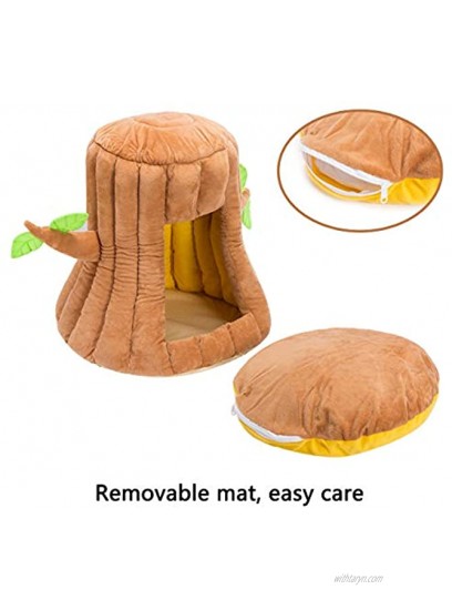 Hollypet Cozy Pet Bed Warm Cave Nest Sleeping Bed Tree Shape Puppy House for Cats and Small Dogs Stump