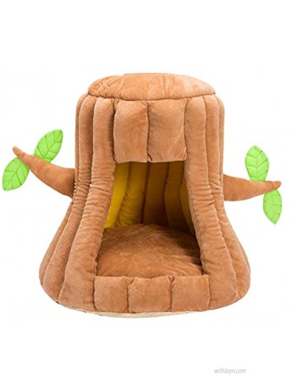 Hollypet Cozy Pet Bed Warm Cave Nest Sleeping Bed Tree Shape Puppy House for Cats and Small Dogs Stump