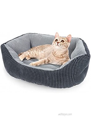 INVENHO Dog Bed for Small Dogs Calming Cat Beds for Indoor Cats Washable Soft Sleeping Pet Bed Round Cushion Small Dog Bed Anti-Slip Bottom Durable Orthopedic Puppy Bed 20'' Grey