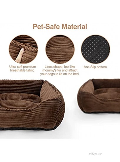 INVENHO Pet Beds for Small Medium and Large Dogs and Cats Rectangle Machine Washable Sleeping Dog Sofa Bed Non-Slip Bottom Breathable Soft Puppy Bed Durable Orthopedic Calming Pet Cuddler