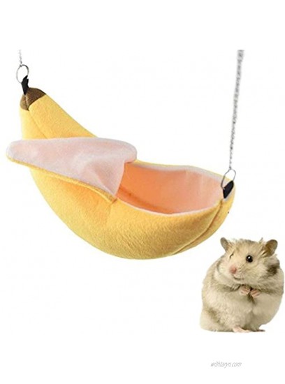 ISMARTEN Banana Hamster Bed House Hammock Small Animal Warm Bed House Cage Nest Hamster Accessories for Sugar Glider Hamster Small Bird Pet Banana