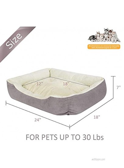 JEMA Rectangle Dog Bed for Medium Dogs- Lounger for Dogs & Cats with Non Slip Waterproof Bottom,Medium Cuddler Pet Bed