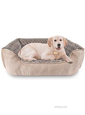 JOEJOY Rectangle Dog Bed for Large Medium Small Dogs Machine Washable Sleeping Dog Sofa Bed Non-Slip Bottom Breathable Soft Puppy Bed Durable Orthopedic Calming Pet Cuddler Multiple Size Beige