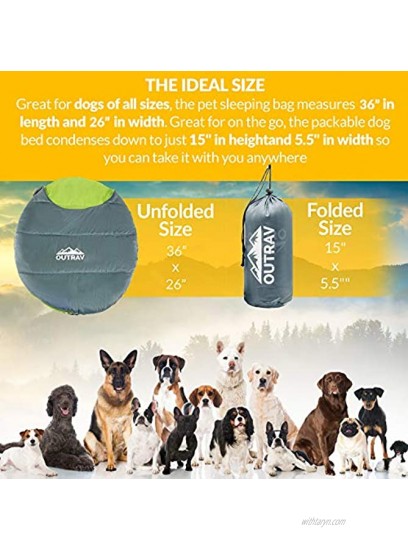 Outrav Dog Sleeping Bag Camping Dog Bed Extra Durable Waterproof Dog Sleeping Bag Bed Packable Dog Bed for Camping Hiking Cottage and Beach – Portable Dog Bed with Stuff Sack
