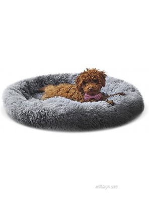 Wander Wild Calming Pet Bed for Dogs and Cats Plush Self Warming Round Anti Anxiety Dog Bed Donut That All Pets Absolutely Love Comes with Our Silicon Water Bowl