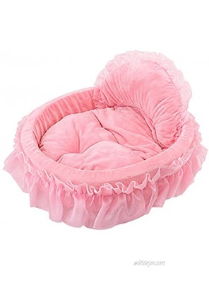 WYSBAOSHU Cute Princess Pet Bed Bow-TIE Lace Cat Dog Bed S Pink