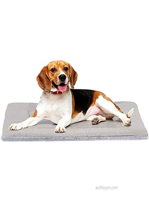 Dog Bed Mat Reversible Crate Pad Mat with Soft Plush and Wick Strip Warm & Cool Comfortable Fluffy Pet Mattress for Medium Small Dogs and Cats-Grey