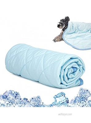 Dog Cooling Mat Pet Cooling Pad for Summer Sleeping Cat Cooling Blanket with Breathable Ice Silk Fabric Cool to The Touch Keep Pets Cooler in an Air-Conditioned Room