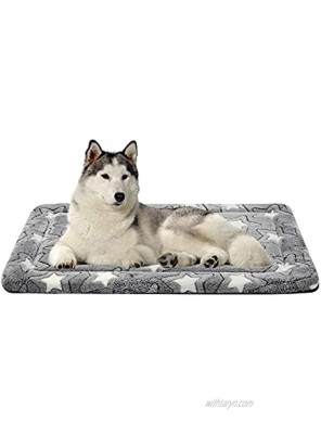 EMPSIGN Fancy Dog Bed Mat Pet Bed Crate Pad Reversible Cool & Warm Machine Washable Pet Sleeping Mat for Small to XXX-Large Dogs Grey Star Pattern