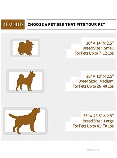 KEMULUS 35 28 20 Bolster Dog Crate Bed Soft Plush Dog Mat Machine Washable Kennel Pad Cotton Cat Mat Deluxe Pet Bed for Large Medium Small Dog Cat