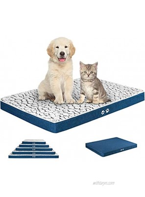 KROSER 24" 30" 36" 42" 48" Reversible Dog Bed Cool&Warm Stylish Pet Mattress Bed with Water Absorbing & Waterproof Linings Removable Machine Washable Cover Firm Support Pet Mat for Dogs 25-110lbs