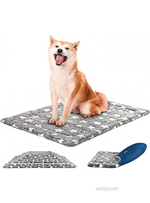 KROSER Pet Bed Mat 24 30 36 42 48 54 Reversible Mat Cool & Warm Stylish Dog Bed High Density Foam Machine Washable Crate Pad for Dog Cat 25lbs-130lbs