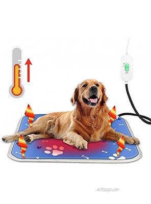 LUDAHOCY Pet Heating PAD for Cats Dogs with Safety Voltage Temperature Adjustable Warming Heating Pad with Auto Power-Off Thermostats Pets Heated Bed with Chew Resistant Cord