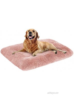 OXS Dog Bed Long Plush Calming Pet Bed Comfortable Faux Fur Washable Crate Mat with Anti-Slip Backing for Jumbo Large Medium Dogs