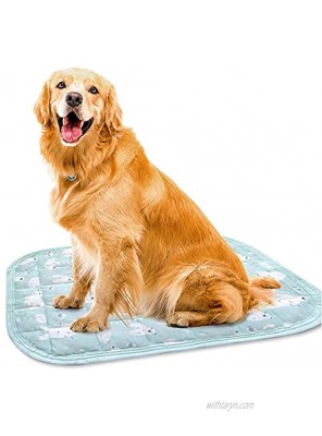Pet Cooling Mat Breathable Ice Silk Cooling Pad for Dogs Cats in Summer Comfortable Soft Cooling Mattress Pad Pet Bed for Kennel Outdoor Car Seats Couches Floors Polar Bear Pattern Large Green