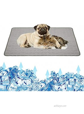 Pet Cooling Mat Pad for Dogs Cats Ice Silk Folding Cooling Mat Summer Breathable MatMedium21.6×27.5 in Grey