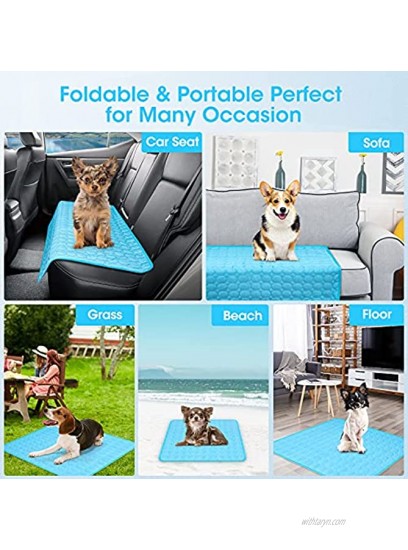 Pet Cooling Mat Portable & Washable Dog Self-Cooling Mat Anti-Slip Cooling Mat Pad for Kennerl Crates and Beds Ice Silk Self Cooling Blanket Non-Toxic Breathable Sleep Bed for Dog Large Gray