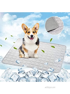 Pet Cooling Mat Portable & Washable Dog Self-Cooling Mat Anti-Slip Cooling Mat Pad for Kennerl Crates and Beds Ice Silk Self Cooling Blanket Non-Toxic Breathable Sleep Bed for Dog Medium Gray